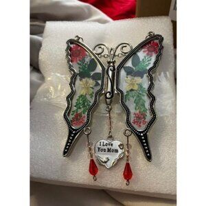 Gift for Mom Wind Chime for Outside Real Flower Butterfly Sympathy